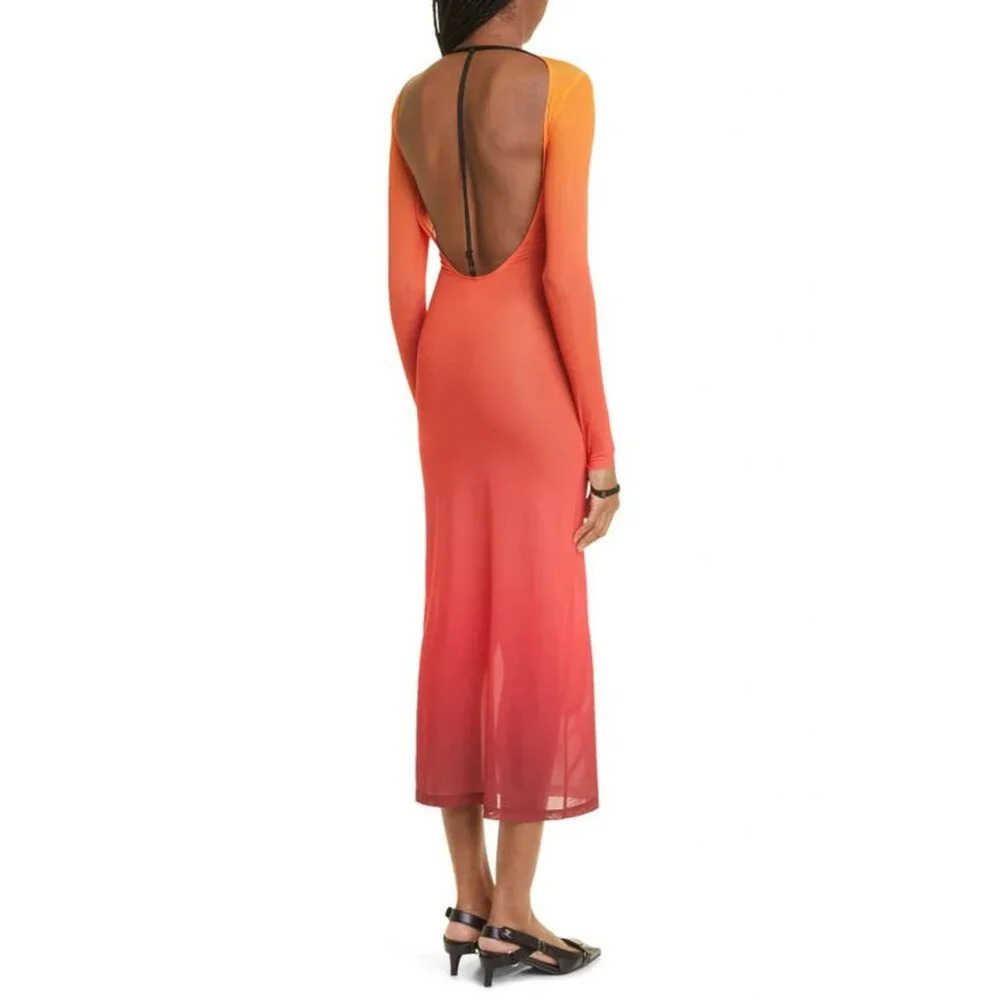 Courreges 2nd Skin Dress In Gradient Sunset in Orange XSmall New Womens Bodycon - Picture 12 of 16
